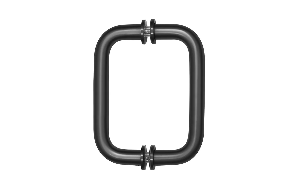 Matte black tubular pull handle.