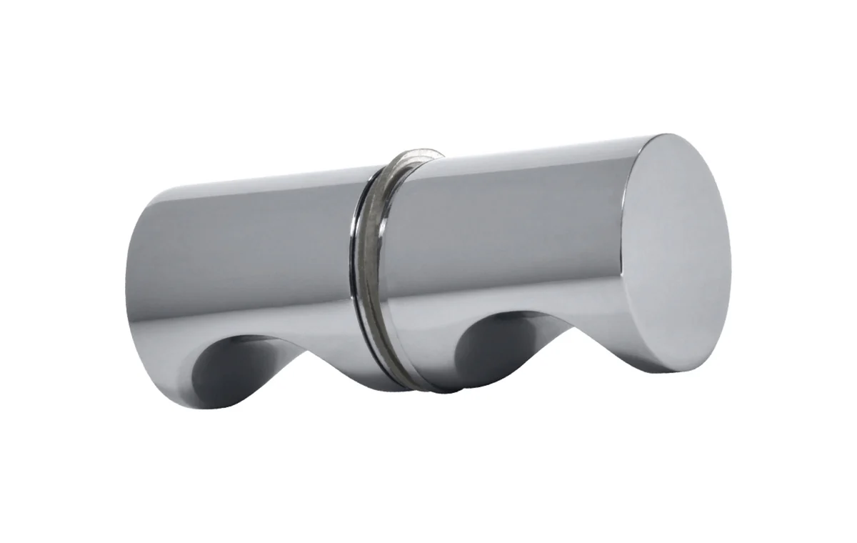 Polished chrome round knob hardware example.
